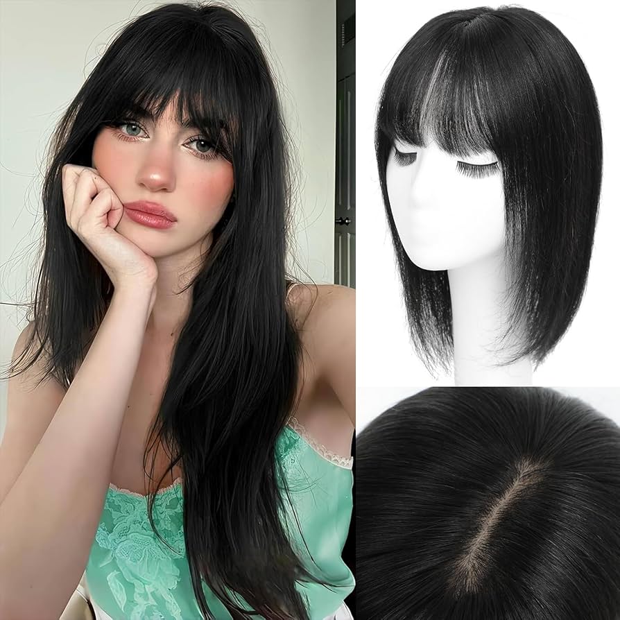 Comfortable&Breathable Straight Hair Topper With Bangs For Women With Thinning Hair
