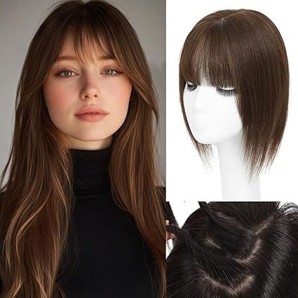 Comfortable&Breathable Straight Hair Topper With Bangs For Women With Thinning Hair