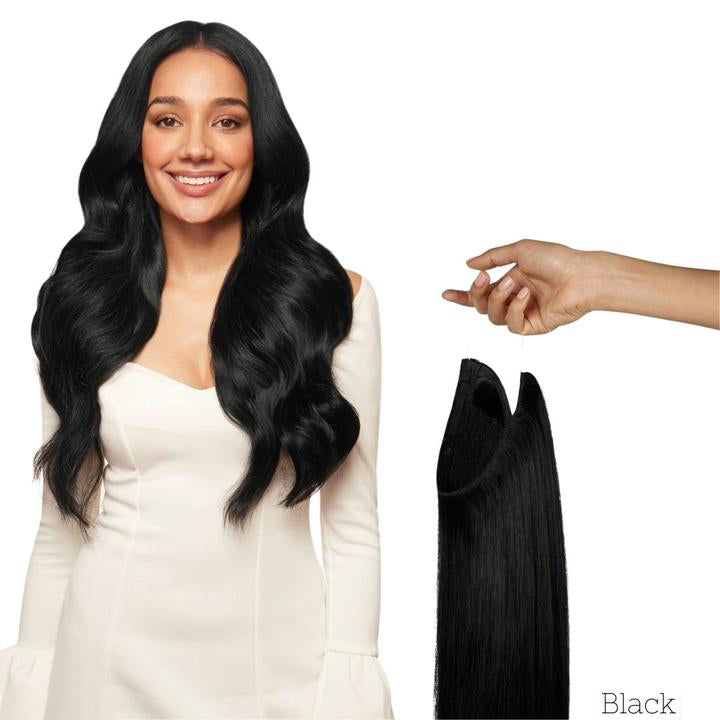 20 inch Ash Blonde Highlights Remy Human Halo Hair Extension Natural Hidden Wire