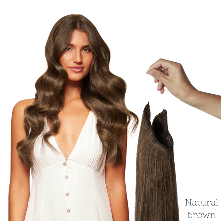 20 inch Ash Blonde Highlights Remy Human Halo Hair Extension Natural Hidden Wire