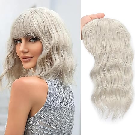 Summer Breathable Natural Wavy Hair Topper With Bangs For Women With Thinning Hair