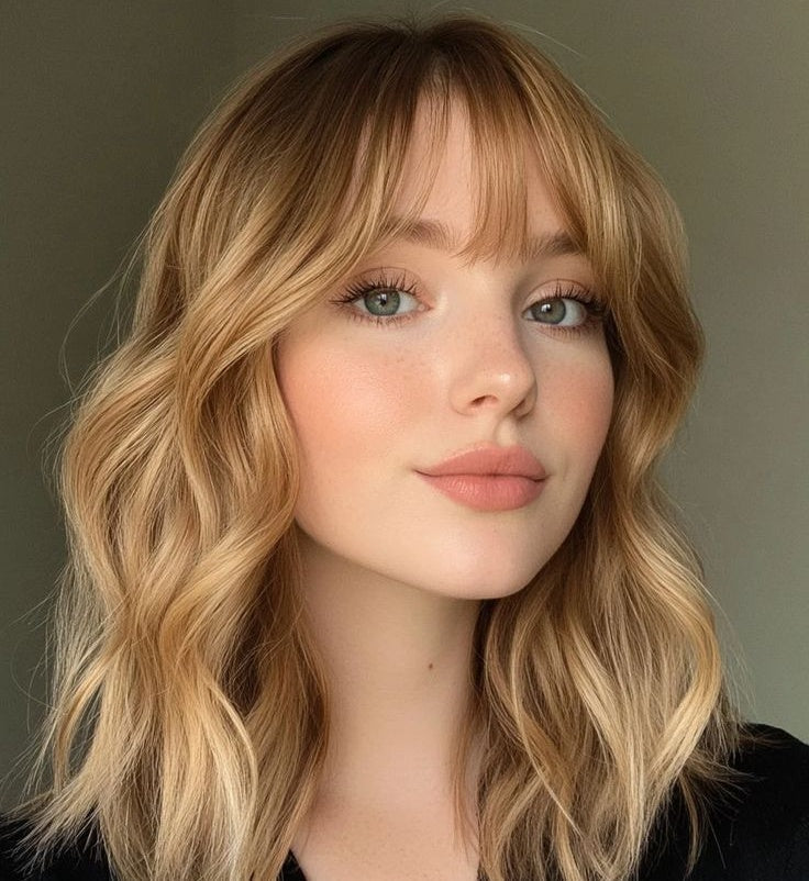 Luxury & Undetectable Natural Wavy Hair Topper With Bangs for Thinning Hair
