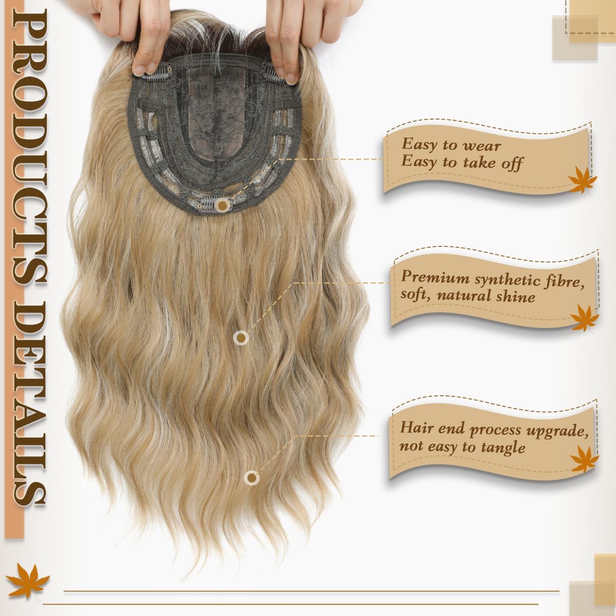 Hot Sale Premium Wavy Hair Topper With Bangs for Thinning Hair – Natural Looking Voluminous Human Hair