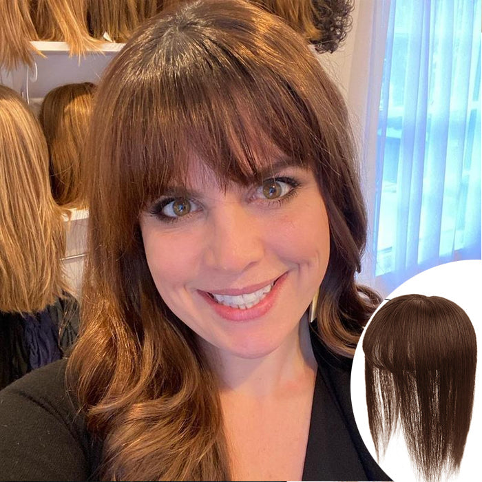 8-16 Inch 4 Clips Natural Hair Toppers with Bangs for Women Adding Hair Volume