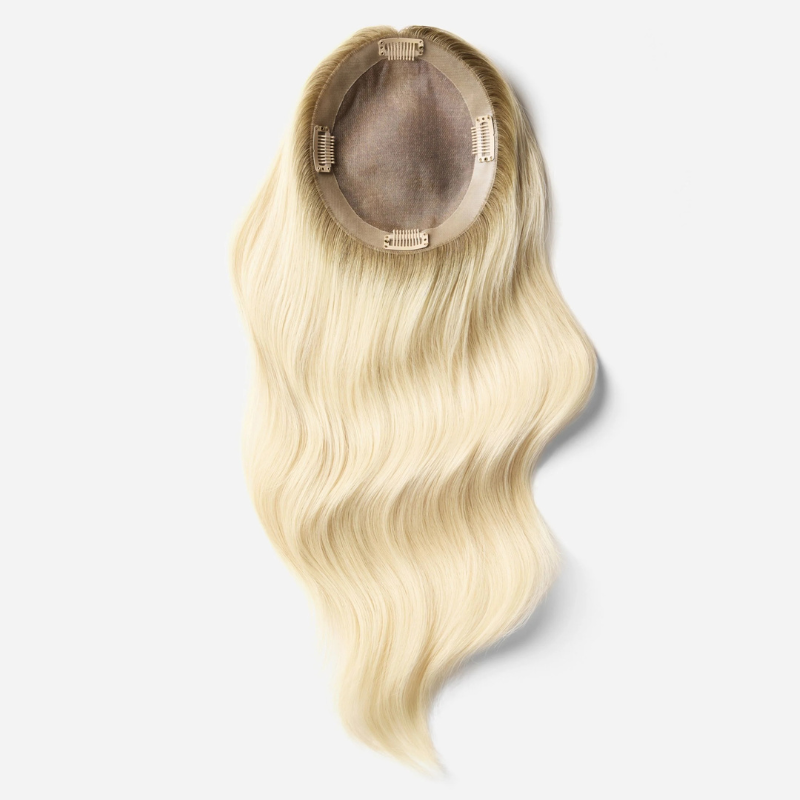 4*5 inches Mono Base Blonde Hair Toppers With Root Human Hair Topper With Bangs