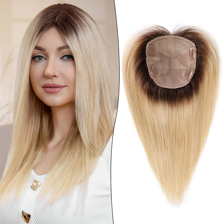 5.5"×5" Ombre Balayage Human Hair Topper With No Bangs