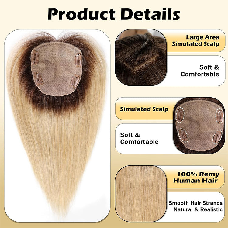 5.5"×5" Ombre Balayage Human Hair Topper With No Bangs