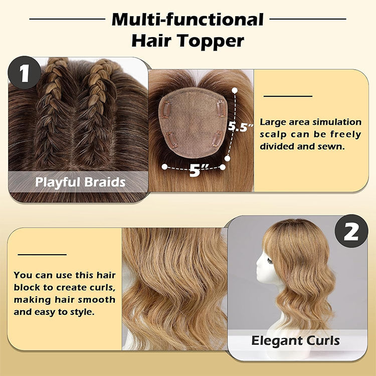 5.5"×5" Ombre Balayage Human Hair Topper With No Bangs