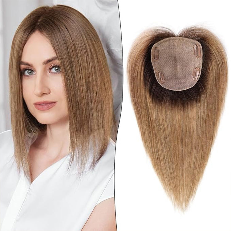 5.5"×5" Ombre Balayage Human Hair Topper With No Bangs