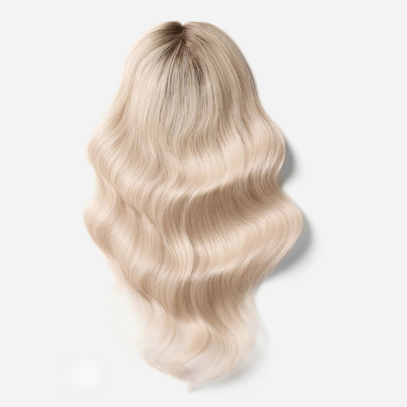 4*5 inches Mono Base Blonde Hair Toppers With Root Human Hair Topper With Bangs