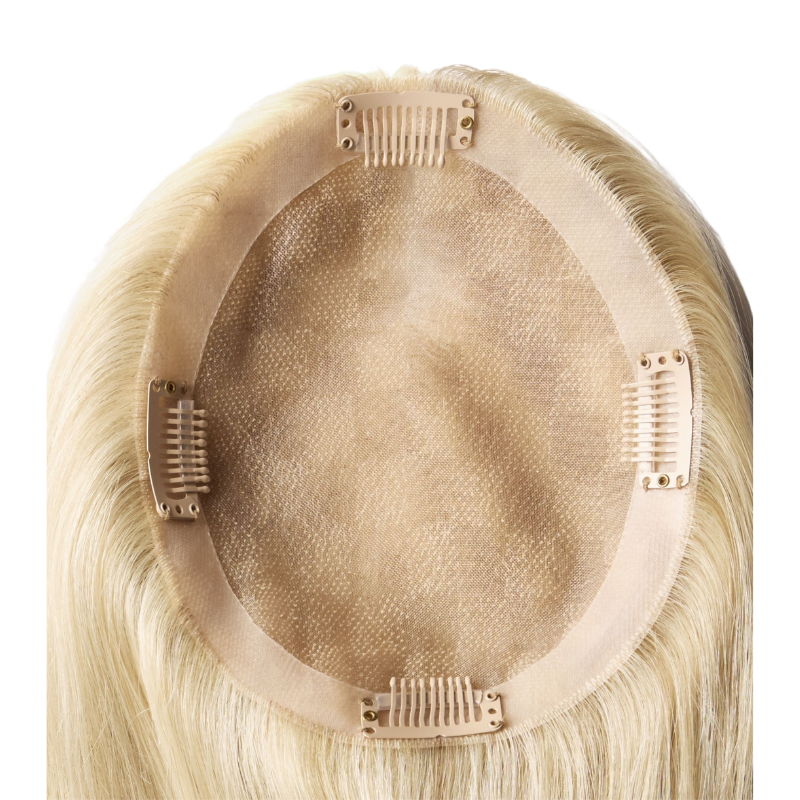 3*6 inches Mono Base Highlight Human Hair Toppers for Women With Bangs