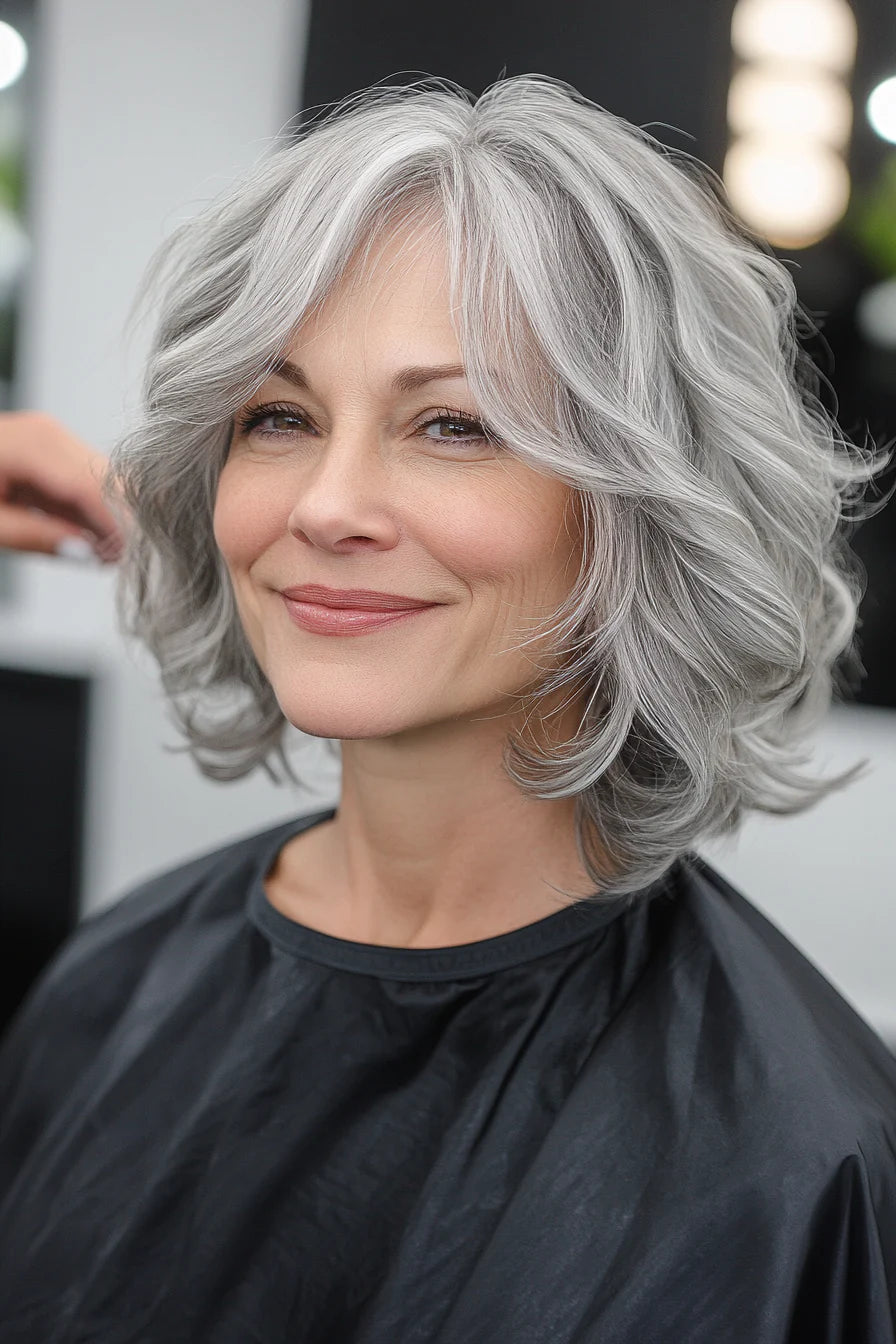 Luxury & Undetectable Natural Wavy Hair Topper With Bangs for Thinning Hair