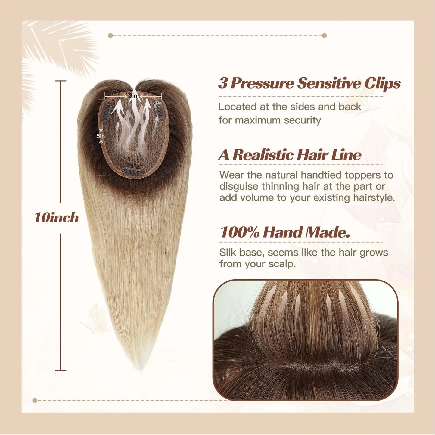 2025 Hot Sale Straight Hair Topper for Women,Breathable & Natural