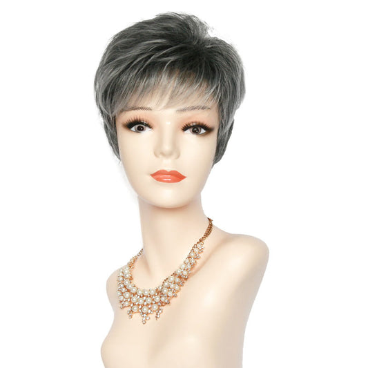 Salt Pepper Short Wigs for Women Pixie Cut Wigs Natural Layered Hair