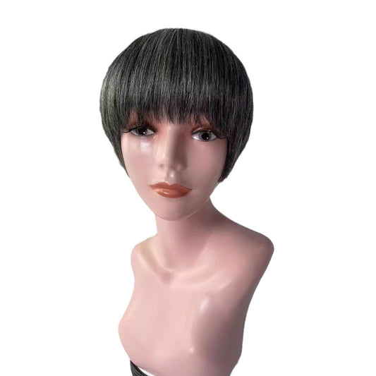 Straight Short Human Hair Wigs with Bangs for Women