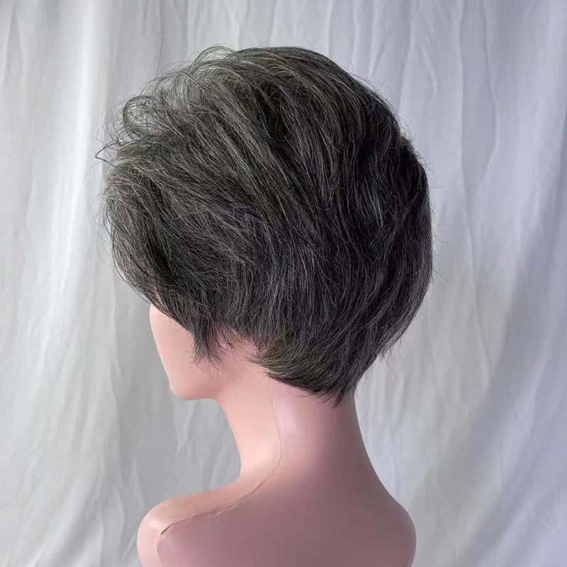 Fluffy and stylish salt pepper human hair wigs for women