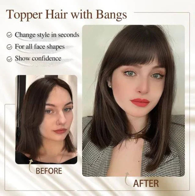 Hot Sale Breathable&Comfortable Hair Topper with Bangs for Women