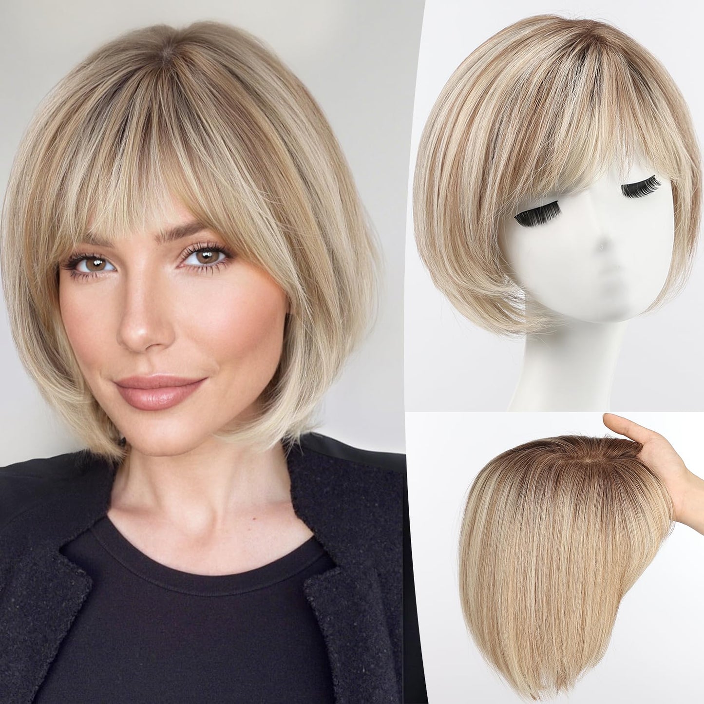 Hot Sale Breathable&Comfortable Hair Topper with Bangs for Women