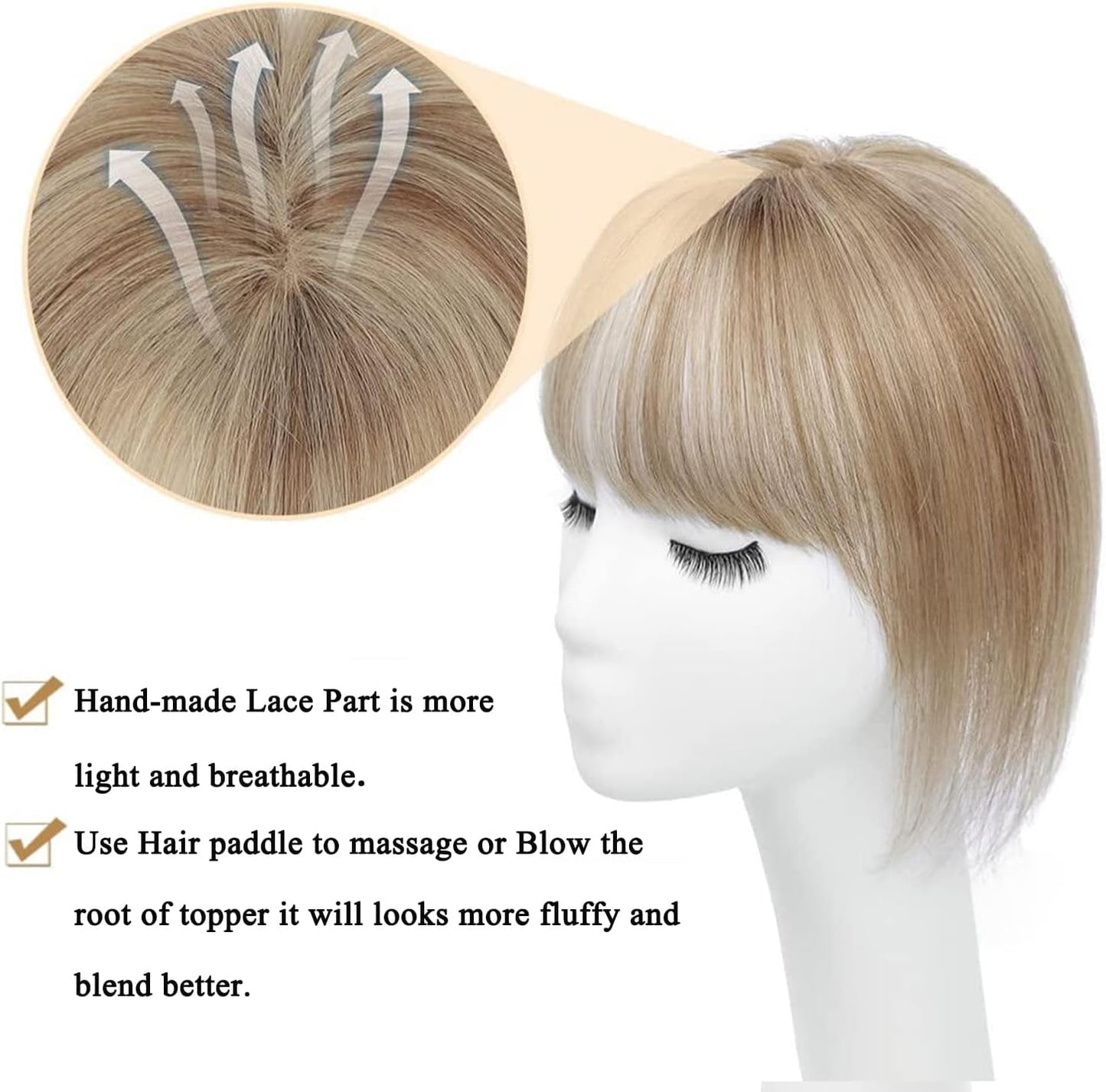 Hot Sale Breathable&Comfortable Hair Topper with Bangs for Women