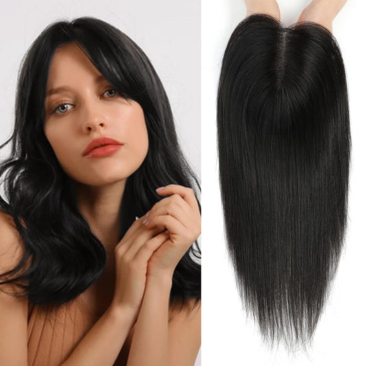 10*12 cm straight silk base human hair topper for women with thinning hair