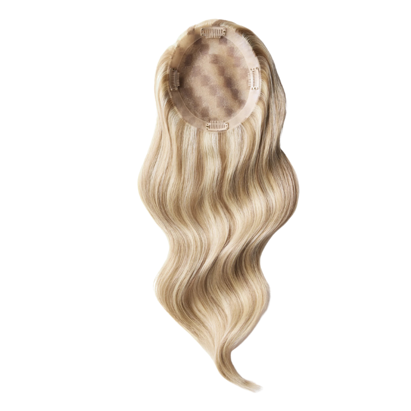 5*5 inches Mono Base Highlight Human Hair Toppers for Women Wavy Hair without Bangs