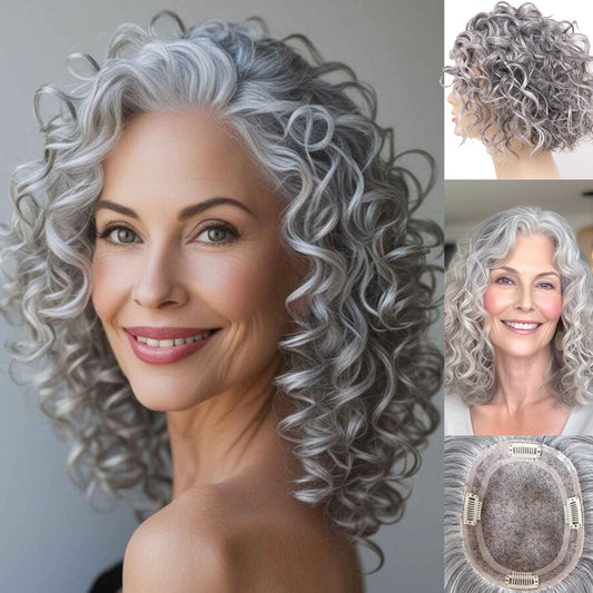 9*14 Premium Curly Mono Base Human Hair Toppers for Women