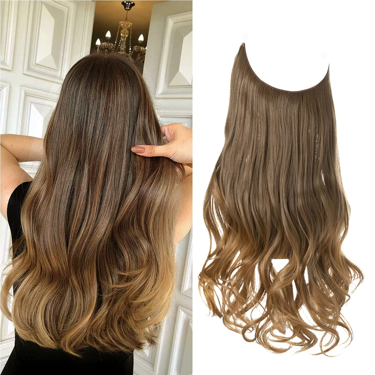 Remy Human Halo Hair Extensions Natural Hidden Wire