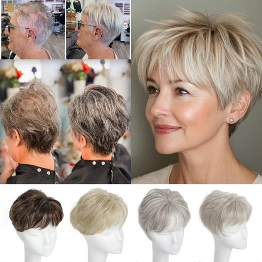 Premium Short Hair Topper for Thinning Hair – Instant Volume Boost