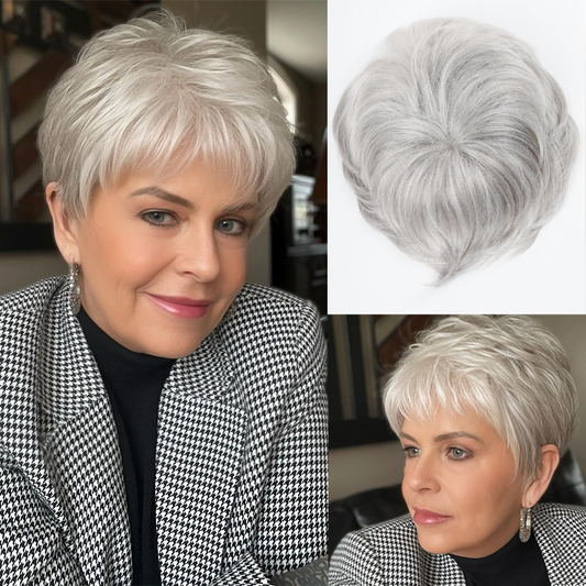 9*9cm Base Silver Full Hand tied Mono Base 100% Virgin Remy Hair Topper