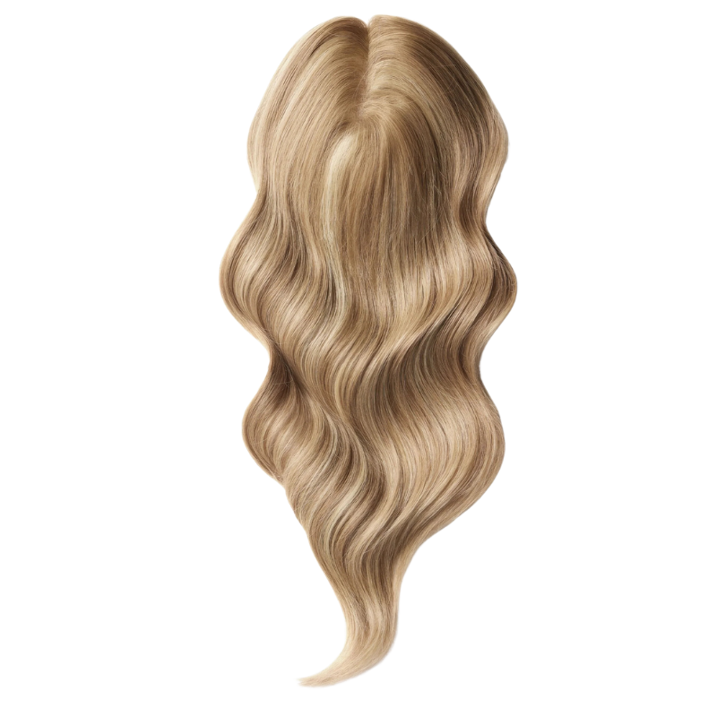5*5 inches Mono Base Highlight Human Hair Toppers for Women Wavy Hair without Bangs