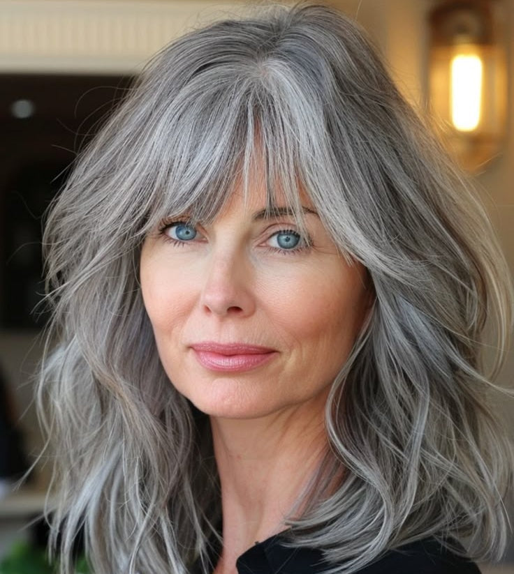 Hot Sale Natural Wavy Hair Topper With Bangs for Thinning Hair