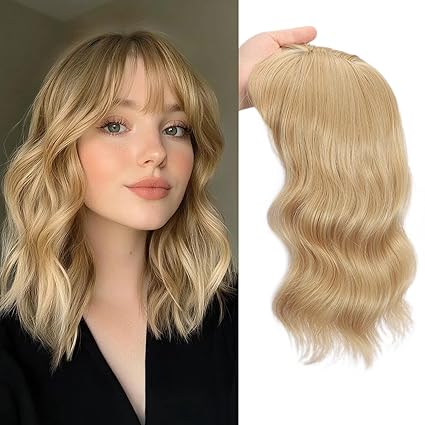 Summer Breathable Natural Wavy Hair Topper With Bangs For Women With Thinning Hair