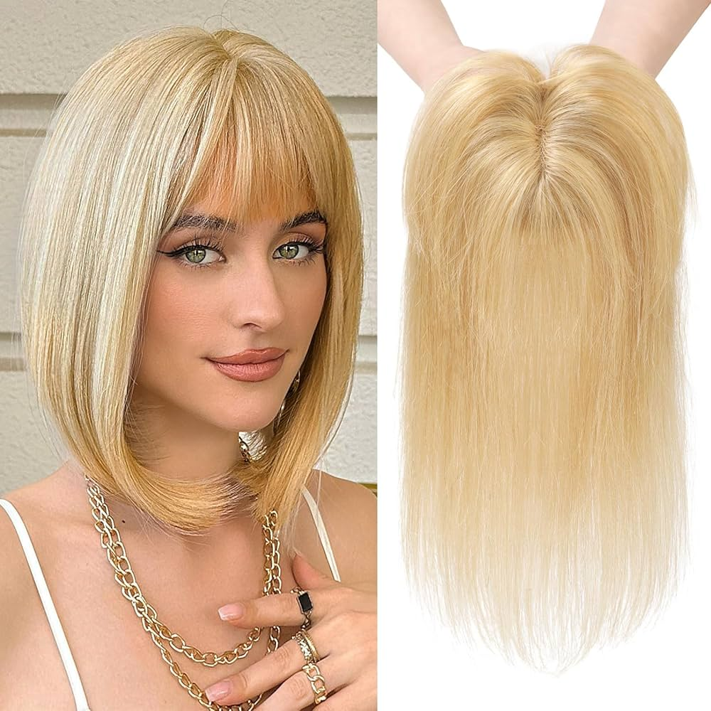 Comfortable&Breathable Straight Hair Topper With Bangs For Women With Thinning Hair