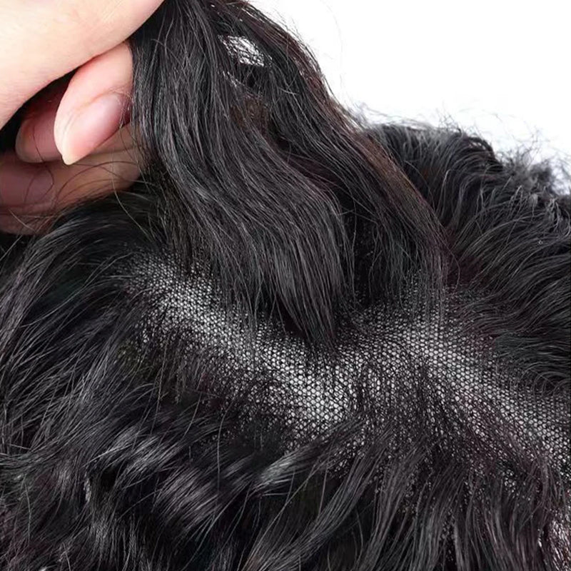 Flash Sale 🔔Full Handtied Swiss Base Curly Wavy Human Hair Toppers With Bangs