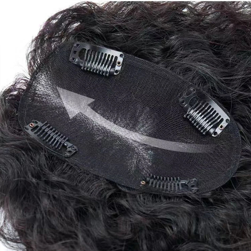Flash Sale 🔔Full Handtied Swiss Base Curly Wavy Human Hair Toppers With Bangs