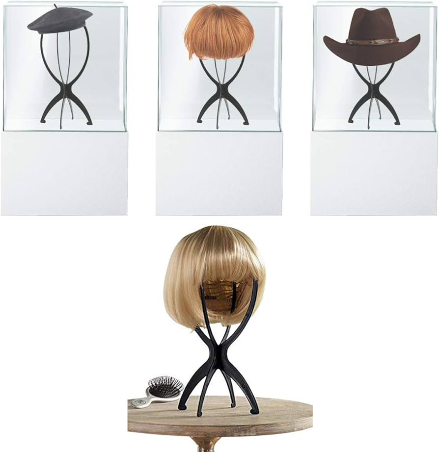 1PC Colorful Ajustable Wig Stands Plastic Hat Display 17x34Cm Portable Folding Wig Stand