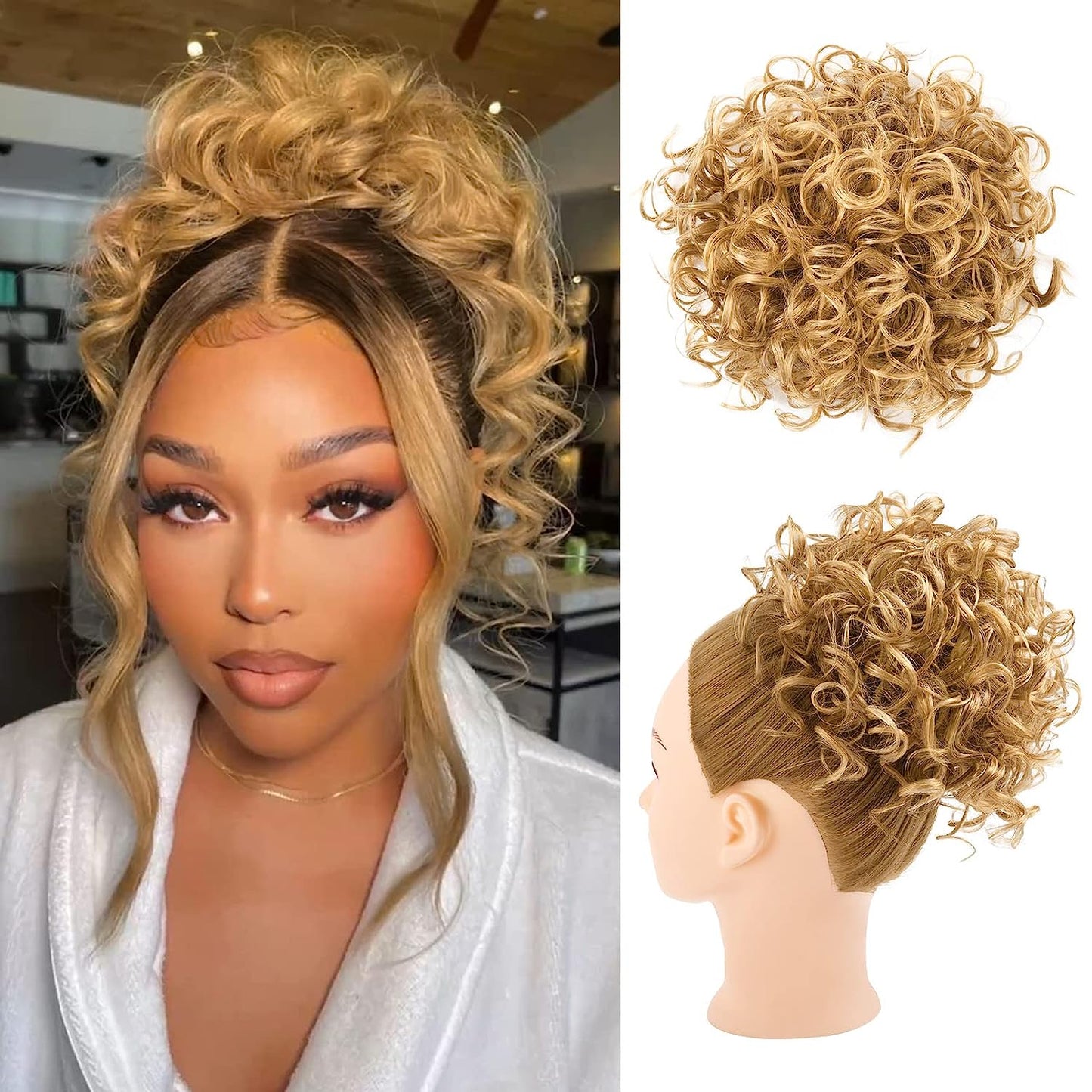 Loose Wave Large Curly Dish Donut Scrunchie Messy Bun Hair Extension