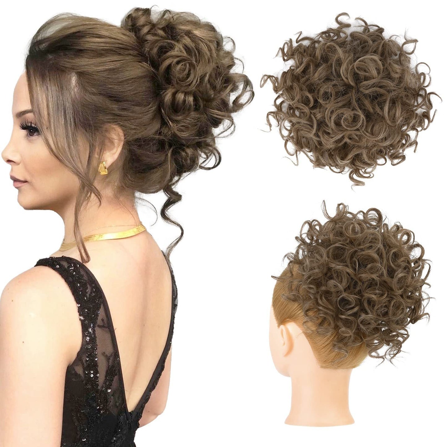 Loose Wave Large Curly Dish Donut Scrunchie Messy Bun Hair Extension