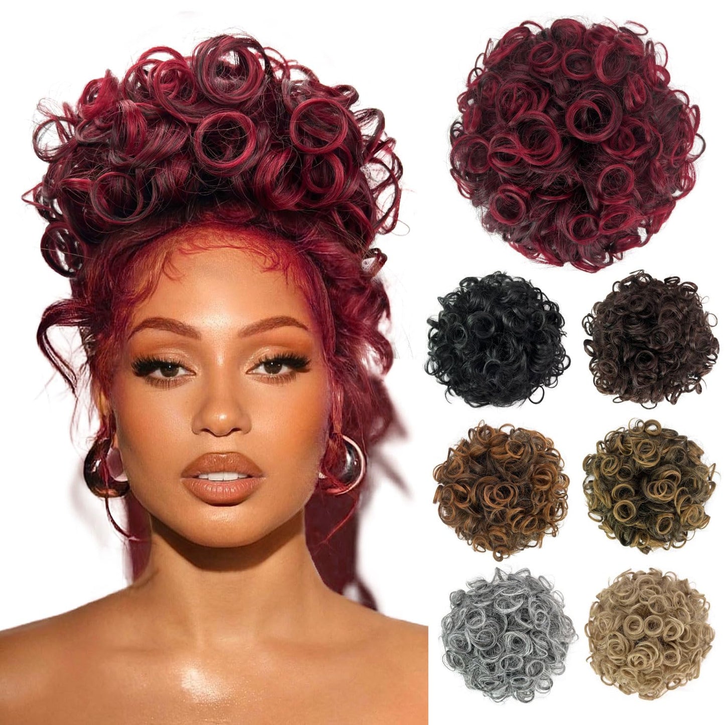Loose Wave Large Curly Dish Donut Scrunchie Messy Bun Hair Extension
