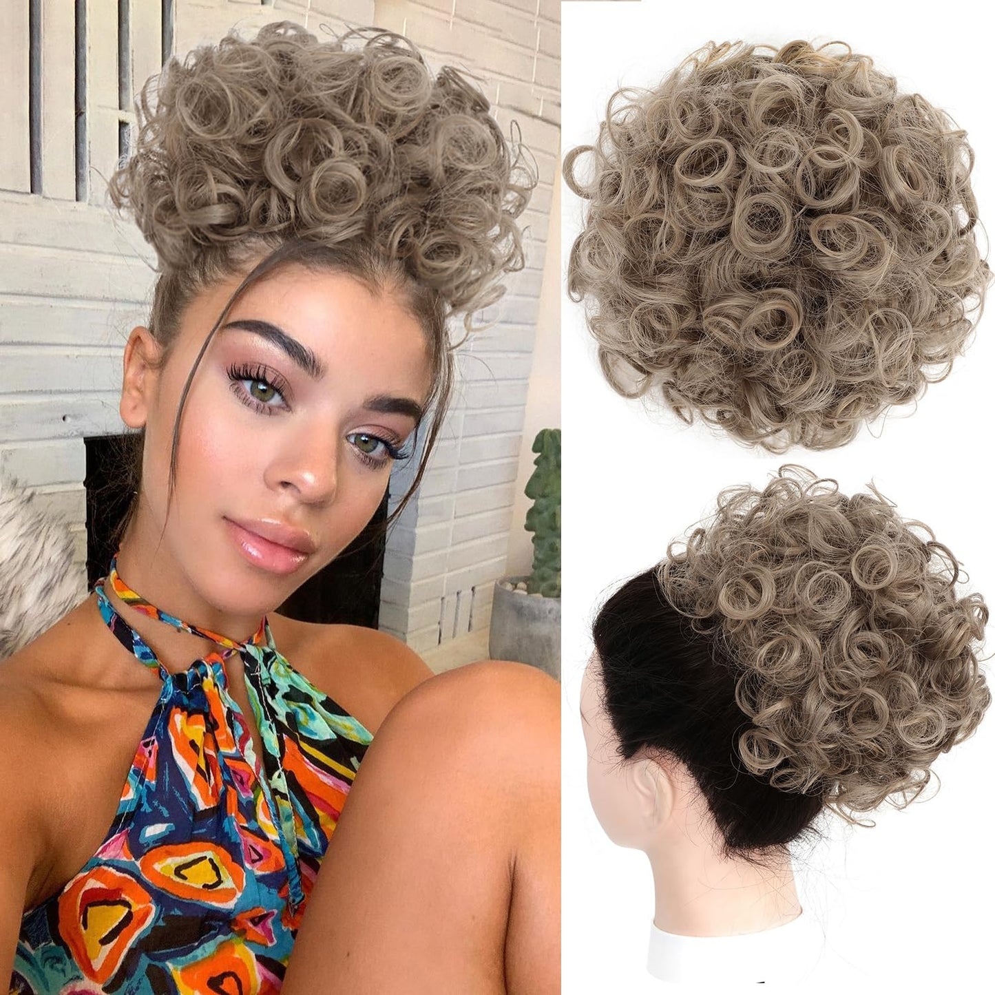 Loose Wave Large Curly Dish Donut Scrunchie Messy Bun Hair Extension