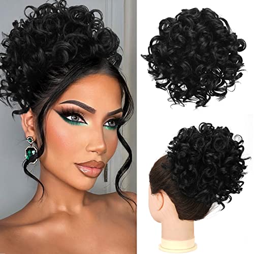Loose Wave Large Curly Dish Donut Scrunchie Messy Bun Hair Extension
