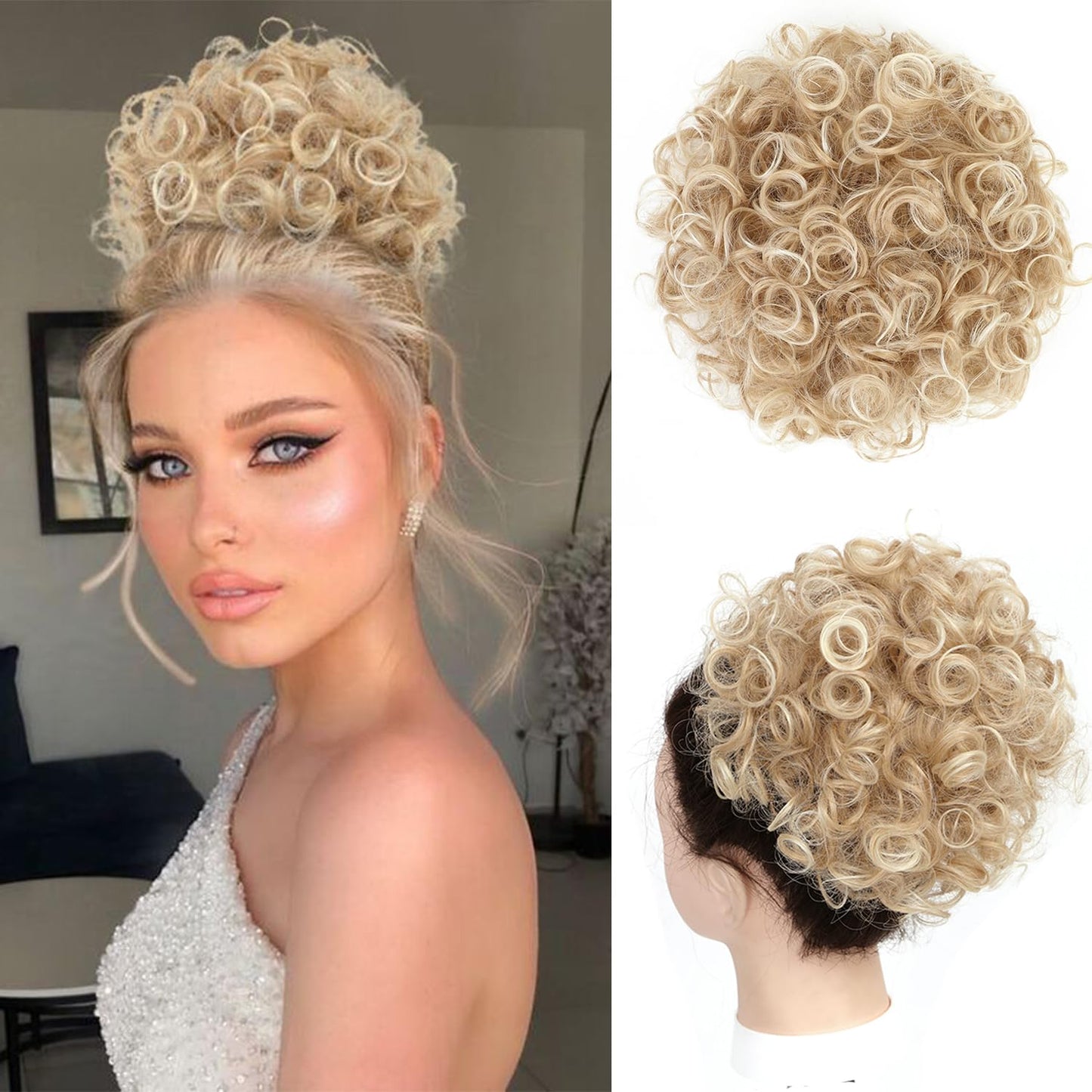 Loose Wave Large Curly Dish Donut Scrunchie Messy Bun Hair Extension