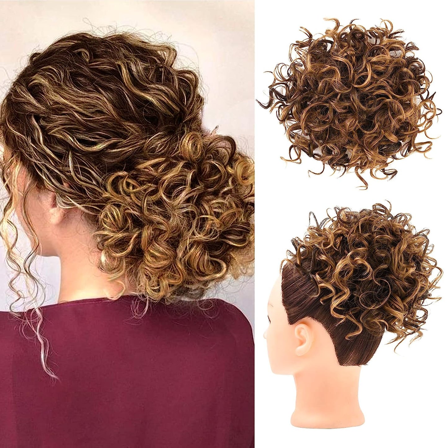 Loose Wave Large Curly Dish Donut Scrunchie Messy Bun Hair Extension