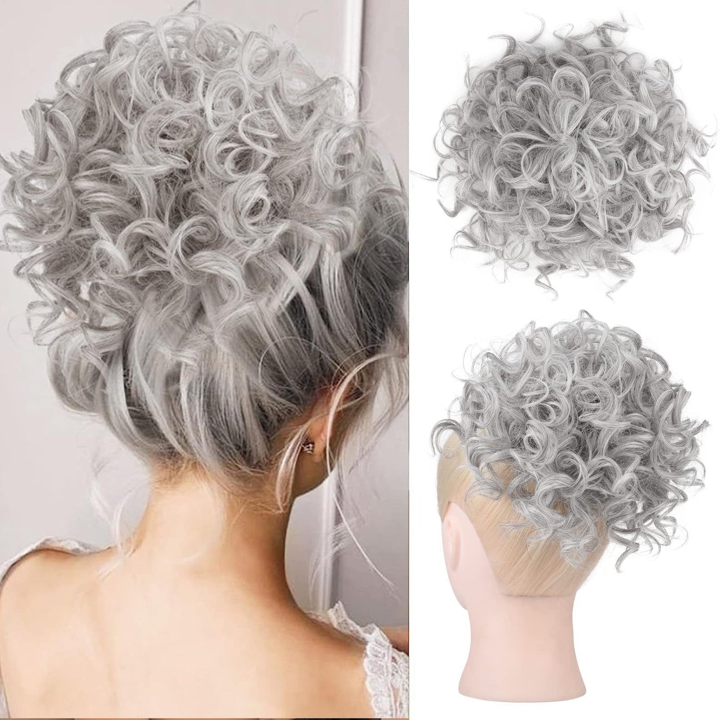 Loose Wave Large Curly Dish Donut Scrunchie Messy Bun Hair Extension