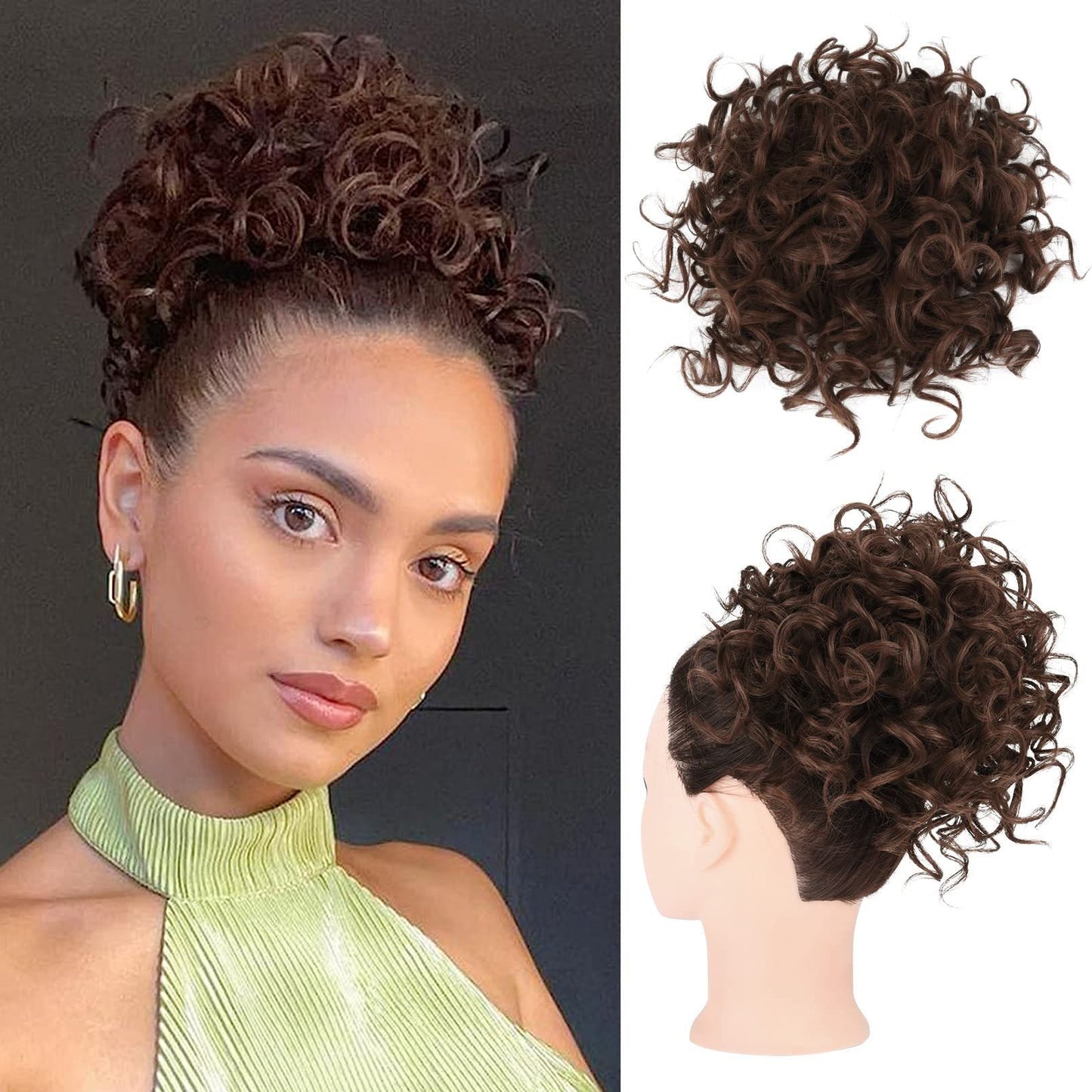 Loose Wave Large Curly Dish Donut Scrunchie Messy Bun Hair Extension