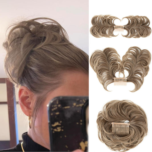 Effortless Elegance Side Comb Clip in Hair Bun Messy Bun Adjustable Styles