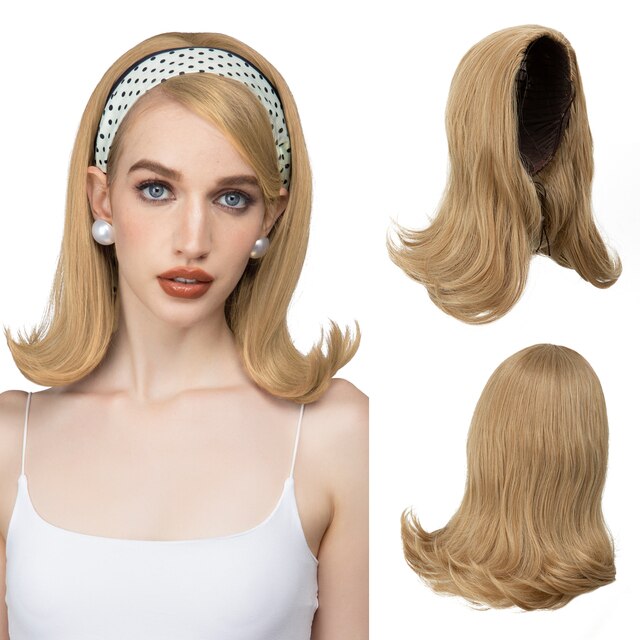 180% Density Half Wig Synthetic None Lace Heat Resistant Wig For Women Hair Wigs