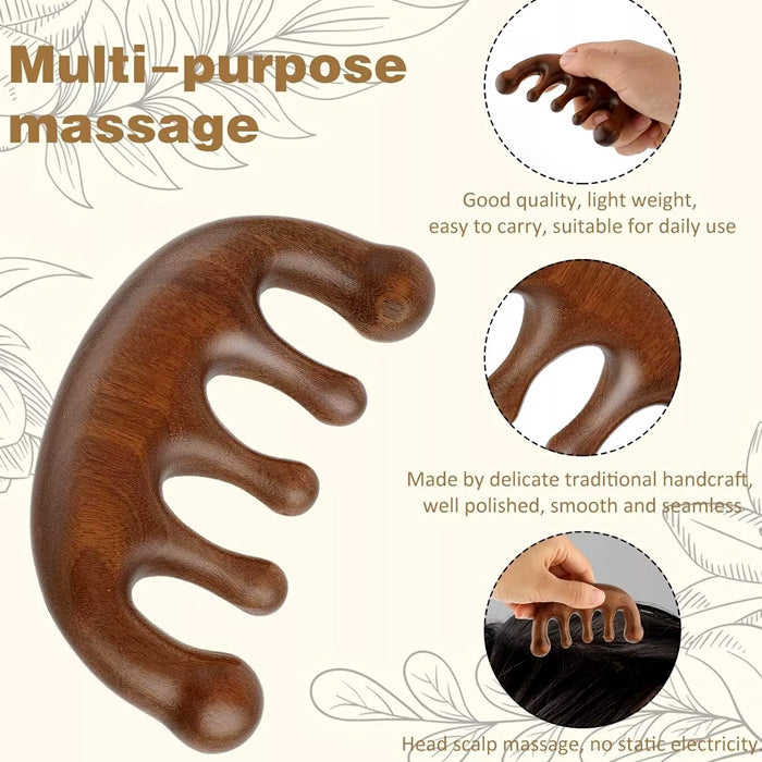 Wooden Massage Wide Teeth Hair Comb Meridian Scalp Massage Scraping Comb Promotes Hair Growth