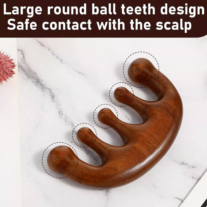 Wooden Massage Wide Teeth Hair Comb Meridian Scalp Massage Scraping Comb Promotes Hair Growth
