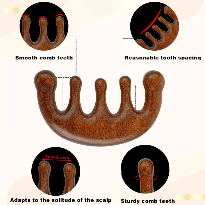 Wooden Massage Wide Teeth Hair Comb Meridian Scalp Massage Scraping Comb Promotes Hair Growth